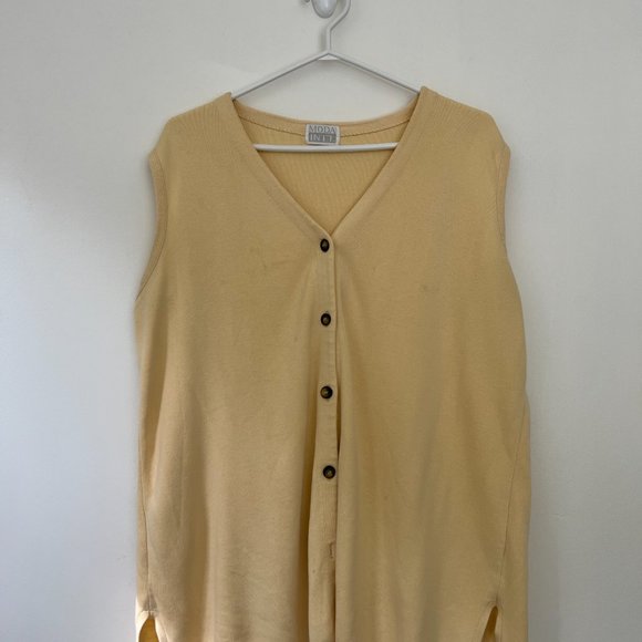 Vintage Yellow Button-Up Sweater Vest - Picture 2 of 4